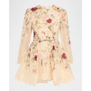 Zimmermann Hypnotic floral linen and silk minidress - white - XXS