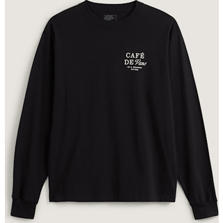 Vans - Cafe Vans Long Sleeve T-Shirt, Man, Black, Size: S - Black - S