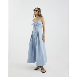 River Island River Island Midi-kjole med sløjfe og knapper i 100% bomuld