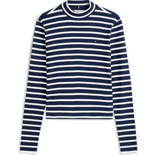 Tommy Hilfiger Tommy Hilfiger Blue Mock Neck Slim Long Sleeve Top