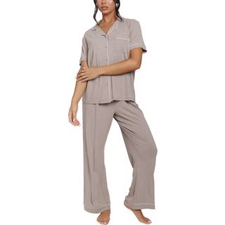 Loungeable Loungeable Superblød Jersey Rib Traditionel Kortærmet Lang Pyjamas Sæt