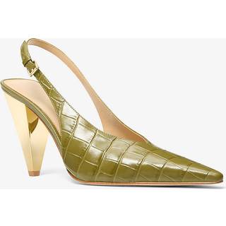 MK Electra Crocodile Embossed Leather Slingback Pump - Green - Michael Kors - EU 38