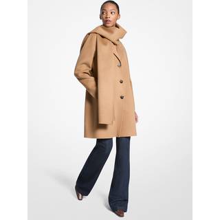 MK Wool Blend Scarf Coat - Brown - Michael Kors