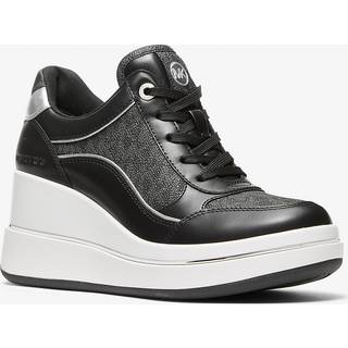 MK Emmy Signature Logo and Leather Wedge Trainer - Black - Michael Kors - EU 40