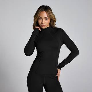MP Lifestyle Funnel Neck Sheer Top til kvinder − Sort - S