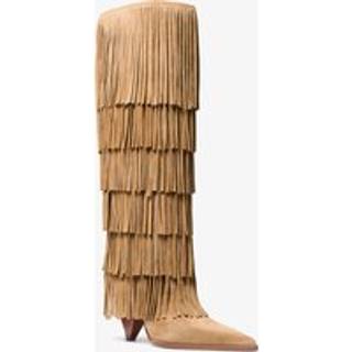 MK Jayla Fringed Suede Tall Boot - Natural - Michael Kors - EU 37