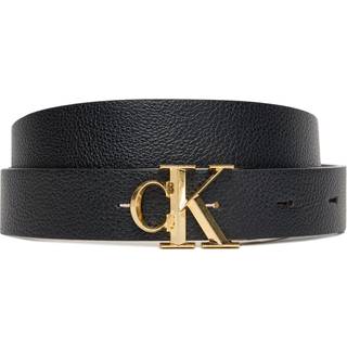 Reversible Pebbled Leather Logo Belt - Black - 100 cm