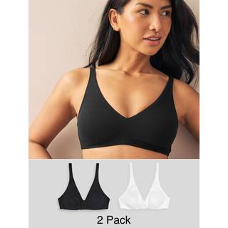 Next Black/White A-E Non Pad Non Wire Ultimate Comfort Cotton Blend Bras 2 Pack