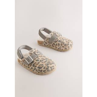Next Tan Animal Leather Faux Fur Lined Clog Shoes - uk8eu255