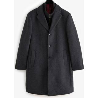 Next Charcoal Grey Signature Soft Touch Wool Rich Padded Italian Fabric Funnel Neck Coat
