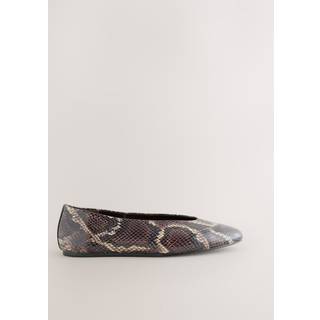 Next Snake Standard/Wide Fit Leather Round Toe Ballerinas