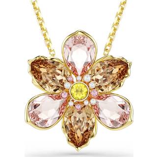 Idyllia Anhänger und Brosche, Verschiedene Schliffe, Blume, Mehrfarbig, Goldlegierungsschicht