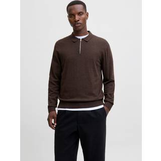 Jack & Jones Emil Knit Polo Half Zip LS Mulch