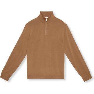 Quarter Zip Merino Jumper - Brown - XXL