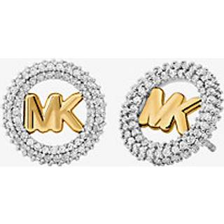 MK Small Pavé Logo Charm Two-Tone Stud Earrings - Silver - Michael Kors - ONE SIZE