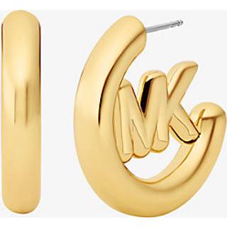 MK Large Logo Charm Hoop Earrings - Gold - Michael Kors - ONE SIZE