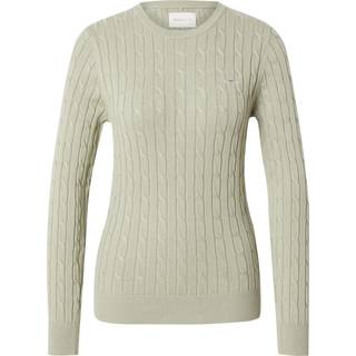 GANT Dame Crewneck sweater af strækbomuld med kabelstrik (XS) Grøn