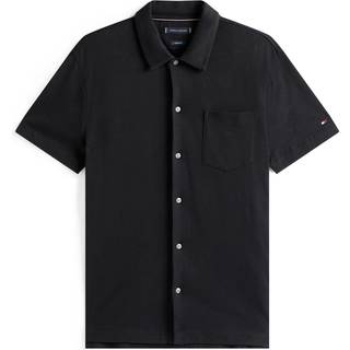 Open Knit Full Placket Skjorte, Black, L
