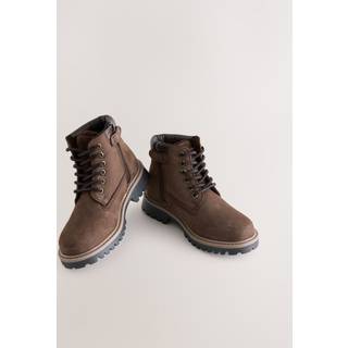 Next Chocolate Brown Standard Fit (F) Leather Lace Up Work Boots