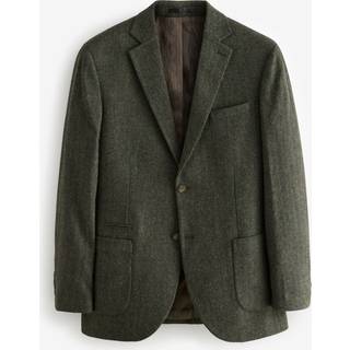 Next Khaki Green Regular Fit Wool Rich Herringbone Blazer