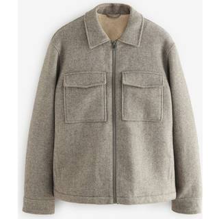 Next Neutral Wool Rich Borg Lined Shacket