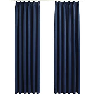 mørklægningsgardiner med kroge 2 stk. 140 x 225 cm blå