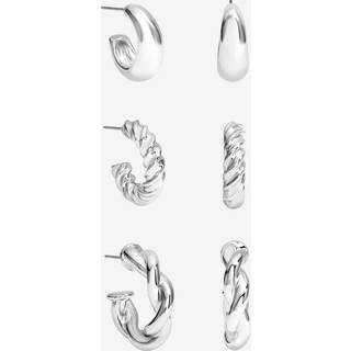 Mood Mood Silver Tone Polished Twist Hoop Earrings Pack of 3