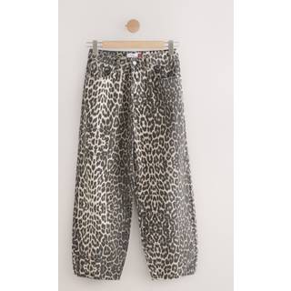 Next Leopard Print 100% Cotton Barrel Leg Jeans