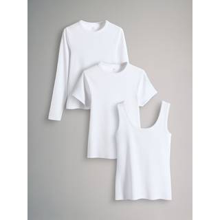 The Set The Set White 3 Pack Ribbed Vest / Long Sleeve / Short Sleeve T-shirt Essentials