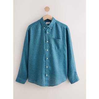 Next Blue Signature Printed Long Sleeve 100% Linen Shirt