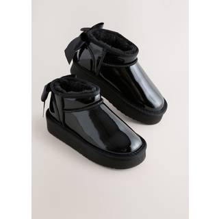 Next Black Patent Mini Warm Lined Pull on Boots