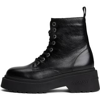 Shiny Leather Chunky Cleat Mid Boots