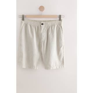 Next Stone Premium Soft Touch Linen Blend Elasticated Waist Shorts - large