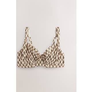 Next Khaki Green/Cream Foil Woodblock Ultimate Support F-K Underwired Bikini Top