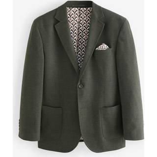 Next Khaki Green Regular Fit Textured Smart Blazer