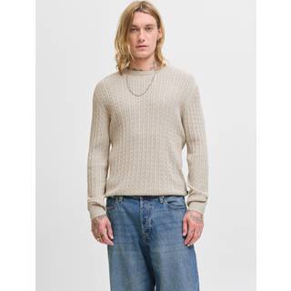 Jack & Jones Emil Knit Cable Crew Neck Oatmeal