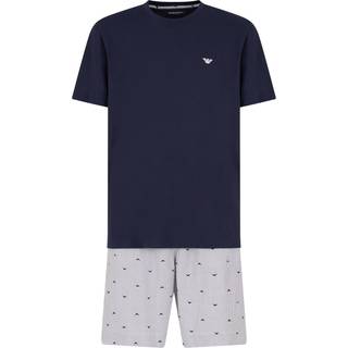EMPORIO ARMANI Herren Pyjama blau Baumwolle & Mix Gestreift