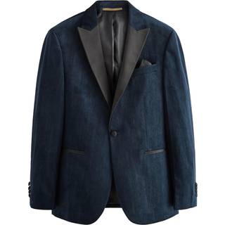 Next Navy Blue Patterned Velvet Blazer