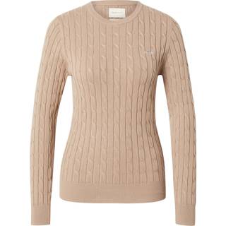 GANT Dame Crewneck sweater af strækbomuld med kabelstrik (S) TAUPE BEIGE