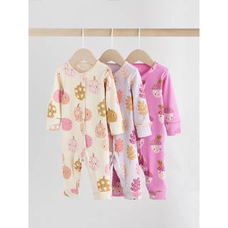 Next Purple Baby Autumn Pumpkin Popper Footless Sleepsuits 3 Pack (0mths-3yrs)
