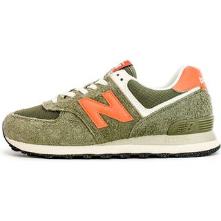 New Balance Unisex 574 i Grøn/Rød Suede/Mesh, Størrelse 44