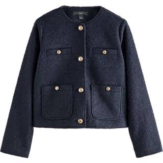 Next Navy Collarless Button Through Coatigan