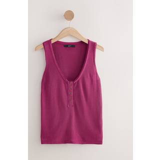 Next Purple Berry Knitted Henley Tank with Linen