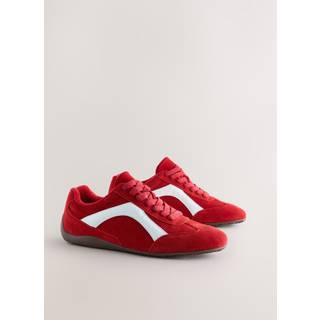 Next Red Suede Forever Comfort Leather Slimsole Lace-Up Trainers
