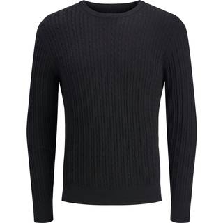 Jack & Jones Emil Knit Cable Crew Neck Black