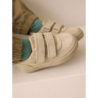 Next Neutral Stone Suede Touch Fastening Trainers