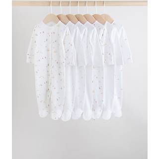 Next White 7 Pack Baby Popper Sleepsuits 4 Pack (0-2yrs)