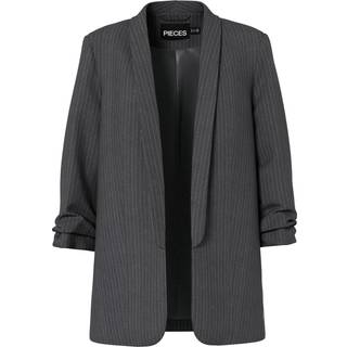 Pieces - Pcbosella 3/4 Pinstripe Blazer - 4813134 Magnet Cloud Dancer Pinstripe