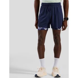 Odlo Zeroweight Print 5in 2in1 Running Shorts Men - Dark Blue, Size XXL - dark_blue