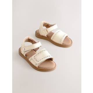 Next White Leather Brogue Touch Fastening Sandals